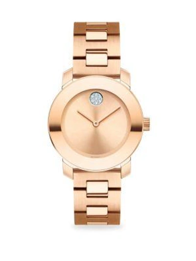 Shop Movado Bold Rose Goldplated Stainless Steel Bracelet Watch