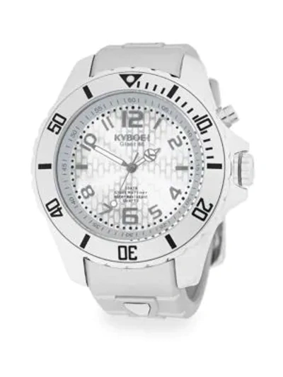 Shop Kyboe! Summer Fling Stainless Steel & Silver Silcone Strap Watch In White