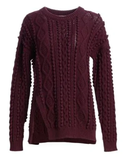Shop 3.1 Phillip Lim / フィリップ リム Popcorn Cable-knit Split Wool Sweater In Wine