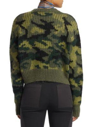 Shop Proenza Schouler Camo Jacquard Knit V-neck Cardigan In Military Combo