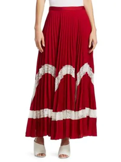 Shop Elizabeth And James Regina Pleated Maxi Skirt In Ruby White