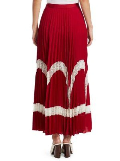 Shop Elizabeth And James Regina Pleated Maxi Skirt In Ruby White