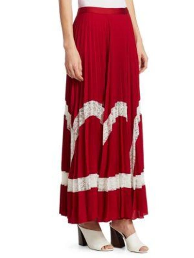 Shop Elizabeth And James Regina Pleated Maxi Skirt In Ruby White