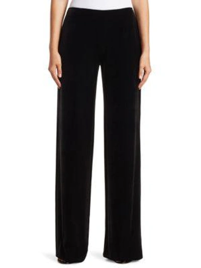 Shop Teri Jon By Rickie Freeman Velvet Wide Leg Pants In Black