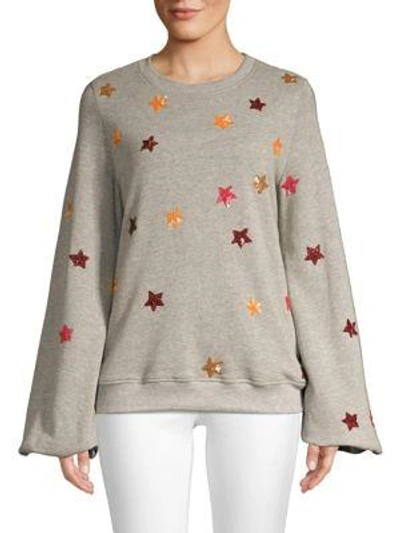 Shop Rococo Sand Sequin Star Print Sweatshirt In Grey