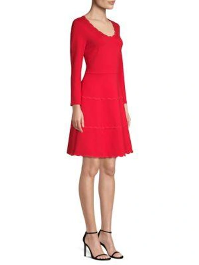 Shop Kate Spade Broome Street Scallop Ponte Dress In Lingonbery