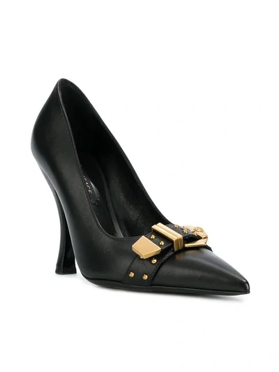 Shop Versace Buckled Front Pumps In Black