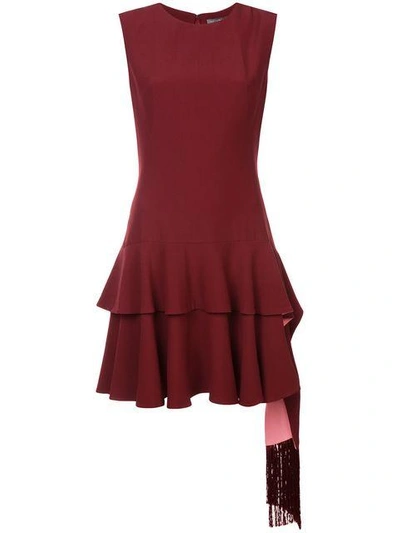 Shop Alexander Mcqueen Frill-trim Sleeveless Dress In Red