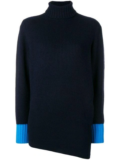 Shop Sportmax Cashmere Turtleneck Asymmetric Sweater - Blue