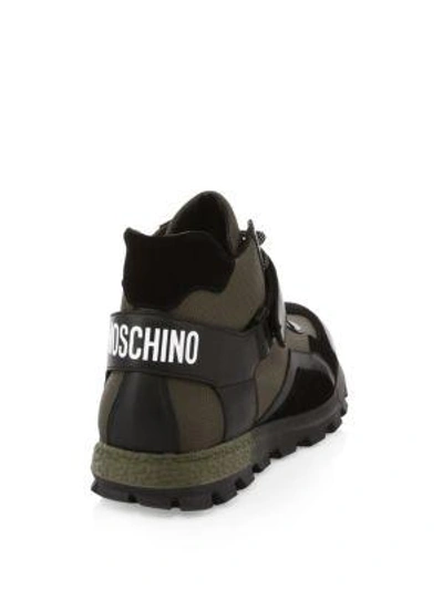 Shop Moschino High-top Chunky Strap Logo Sneakers In Green