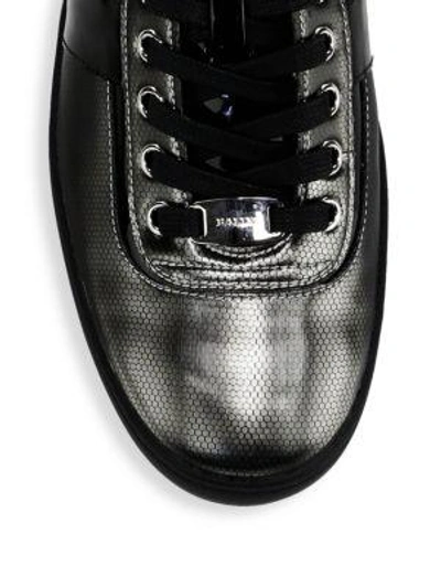Shop Bally Eroy High Top Metallic Trainers In Silver