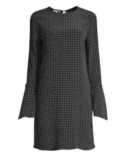 Shop Equipment Mari Polka Dot Bell-sleeve Shift Dress In True Black Bright White