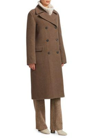 Shop Loro Piana Raymun Pile Cashmere Double-breasted Jacket In Antique Brown