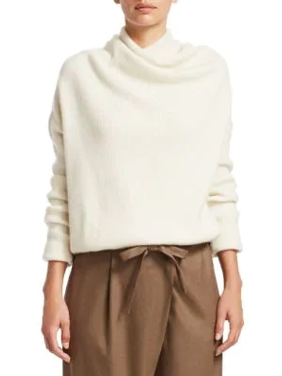 Shop Loro Piana Reswick Cashmere Draped Sweater In White
