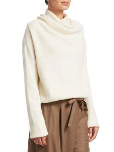 Shop Loro Piana Reswick Cashmere Draped Sweater In White