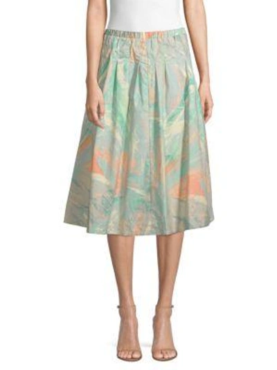 Shop Donna Karan Peach-print A-line Skirt In Peach Nude