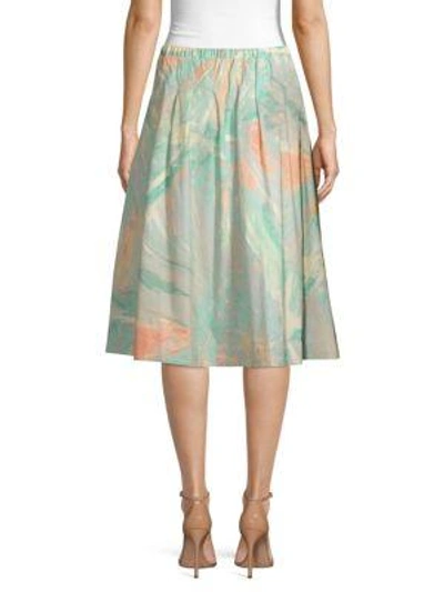 Shop Donna Karan Peach-print A-line Skirt In Peach Nude
