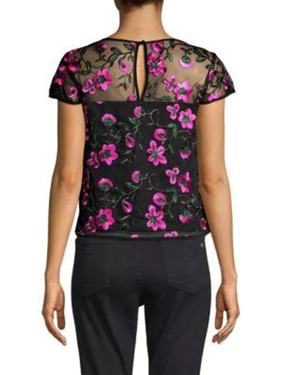 Shop Milly Floral Embroidered Top In Multi