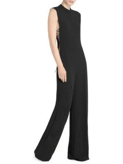 Shop Stella Mccartney Lace-up Sleeveless Jumpsuit In Black