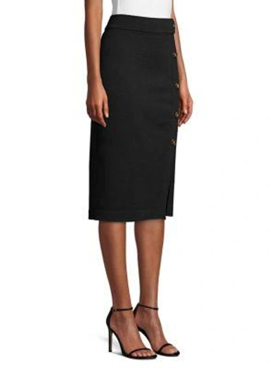 Shop Dkny Knit Bodycon Button Skirt In Black