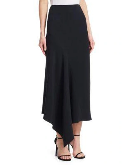 Shop Victoria Beckham Asymmetrical Drape Midi Skirt In Black