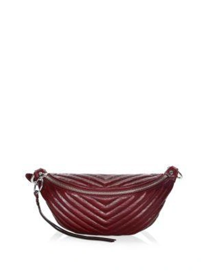 Shop Rebecca Minkoff Edie Quilted Leather Belt Bag In Bordeaux