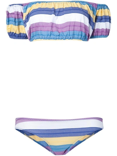 Shop Lisa Marie Fernandez Striped Bikini In Multicolour
