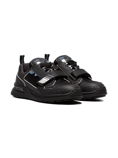 Shop Prada Leather And Technical Fabric Sneakers - Black