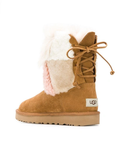 Shop Ugg Classic Short Patchwork Boots In Brown