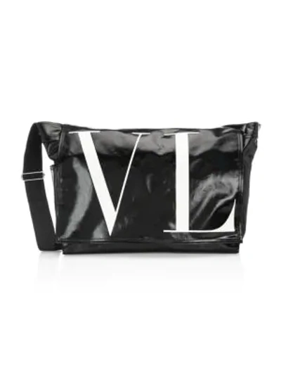 Shop Valentino Large Logo Messenger Bag In Black White