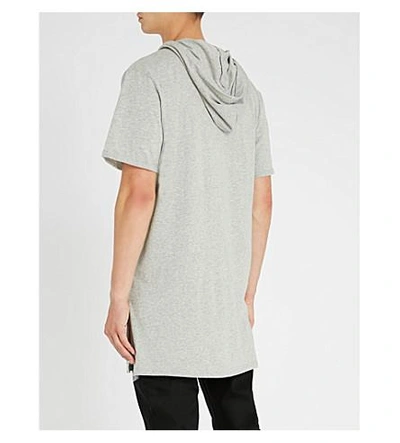 Shop Profound Aesthetic Kurta Longline Cotton-jersey Hoody In Heather Grey