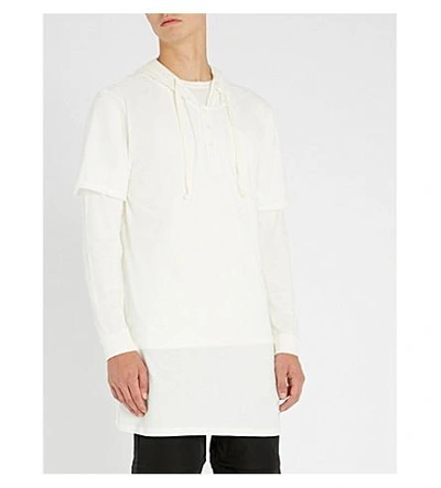 Shop Profound Aesthetic Kurta Longline Cotton-jersey Hoody In White