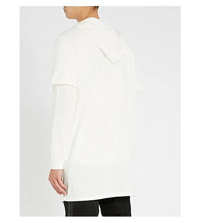Shop Profound Aesthetic Kurta Longline Cotton-jersey Hoody In White
