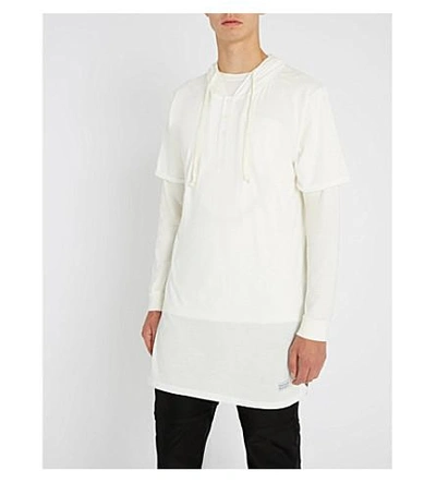 Shop Profound Aesthetic Kurta Longline Cotton-jersey Hoody In White