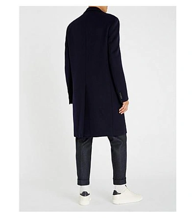 Shop Joseph Regular-fit Single-breasted Wool-blend Overcoat In Navy
