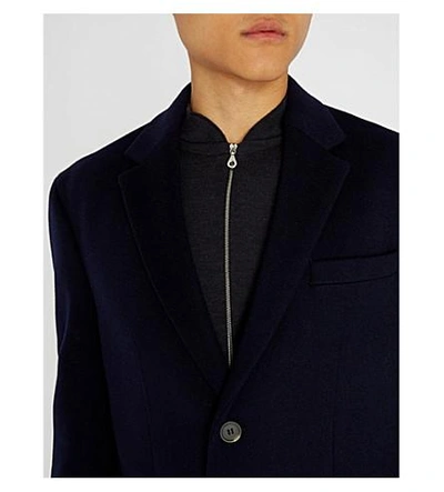 Shop Joseph Regular-fit Single-breasted Wool-blend Overcoat In Navy