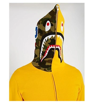 Shop A Bathing Ape Shark Cotton-jersey Hoody In Yellow