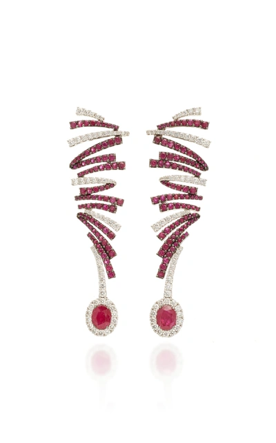 Shop Hueb Labyrinth Ruby Earrings In Red