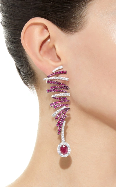 Shop Hueb Labyrinth Ruby Earrings In Red