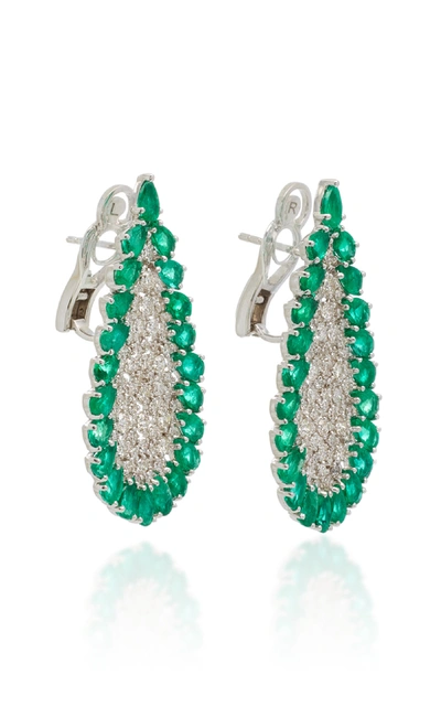 Shop Sutra Emerald And Diamonds Earrings In Green
