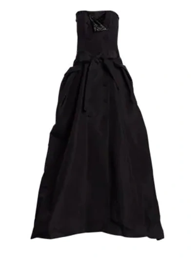 Shop Carolina Herrera Embellished Silk Trench Gown In Black
