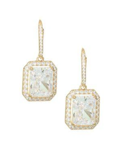 Shop Adriana Orsini 18k Goldplated Sterling Silver Framed Rectangle Leverback Earrings