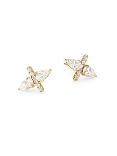 Shop Adriana Orsini 18k Goldplated Sterling Silver Double Pear Stud Earrings