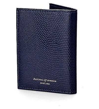 Shop Aspinal Of London Double-fold Leather Card Case In Navy