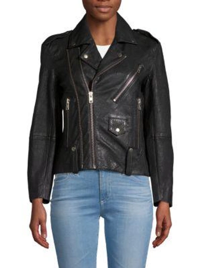 Shop Zadig & Voltaire Liya Leather Jacket In Black