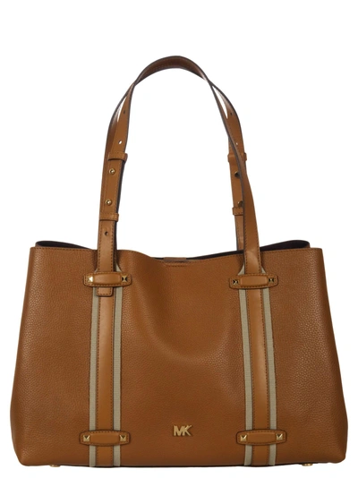Shop Michael Kors Leather Shoulder Bag In Acorn