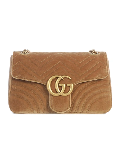 Shop Gucci Gg Marmont Shoulder Bag In Taupe