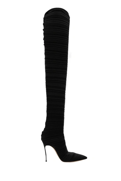 Shop Casadei Pleated Boots In Nero