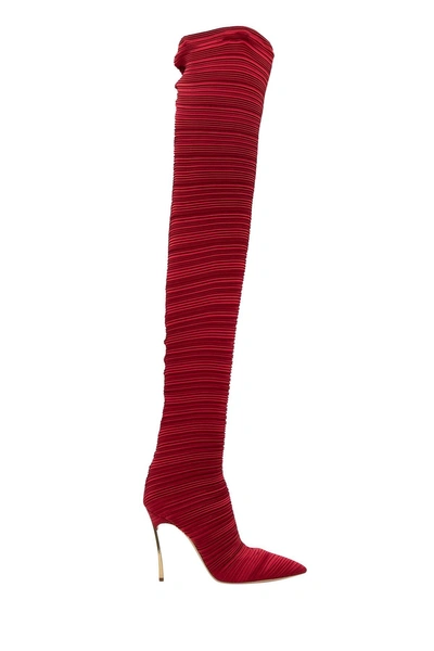 Shop Casadei Pleated Boots In Rosso