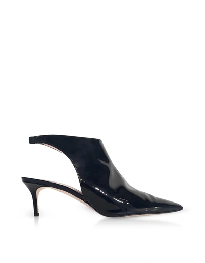 Shop Christopher Kane Black Patent Leather Open Back Booties